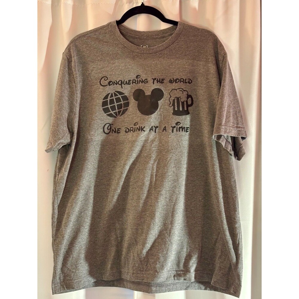 Disney Drink Around the World Showcase Epcot T-Shirt Men's Grey XL T-Shirt